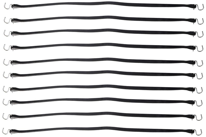 kitchentoolz Rubber Bungee Cords with Hooks - 41 Inch 10 Pack - Heavy Duty Outdoor Flatbed Tarp Straps Bungie Tie Downs - Natural Rubber - Image 1